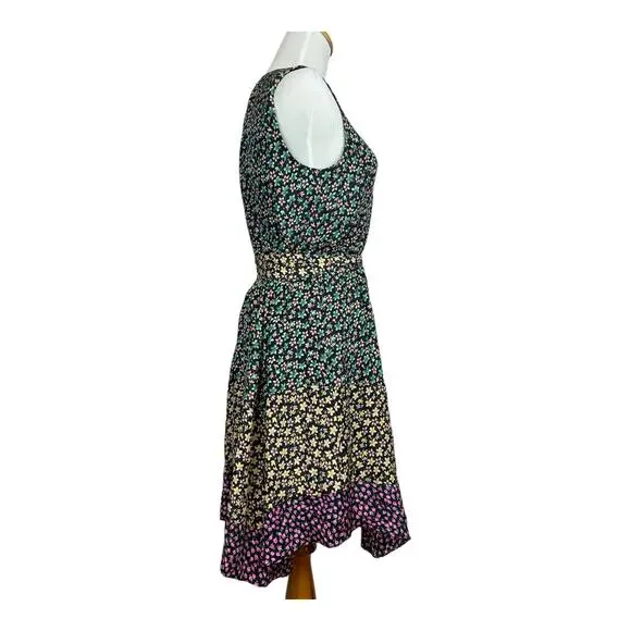 Rebecca Taylor 100% Silk Black with Floral Print Sleeveless Louisa Dress Small - Picture 5 of 10